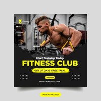 Vector gym en fitness sociale media plaatsen banner of vierkante flyer-sjabloon