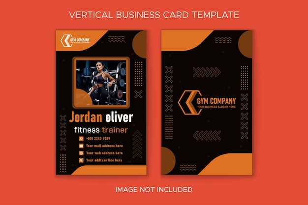 Gym en fitness verticale visitekaartje vector sjabloon