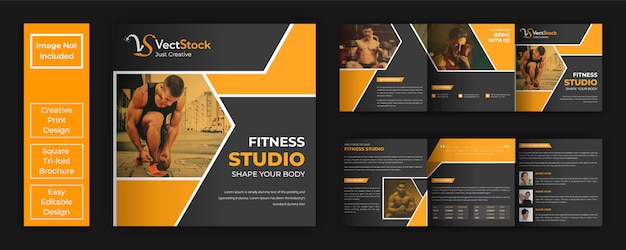 Gym en fitness vierkante brochure sjabloon