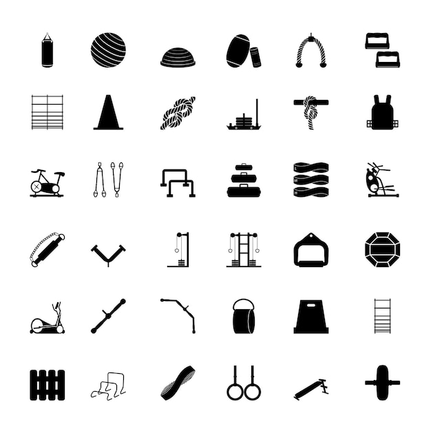 Gym equipment icons