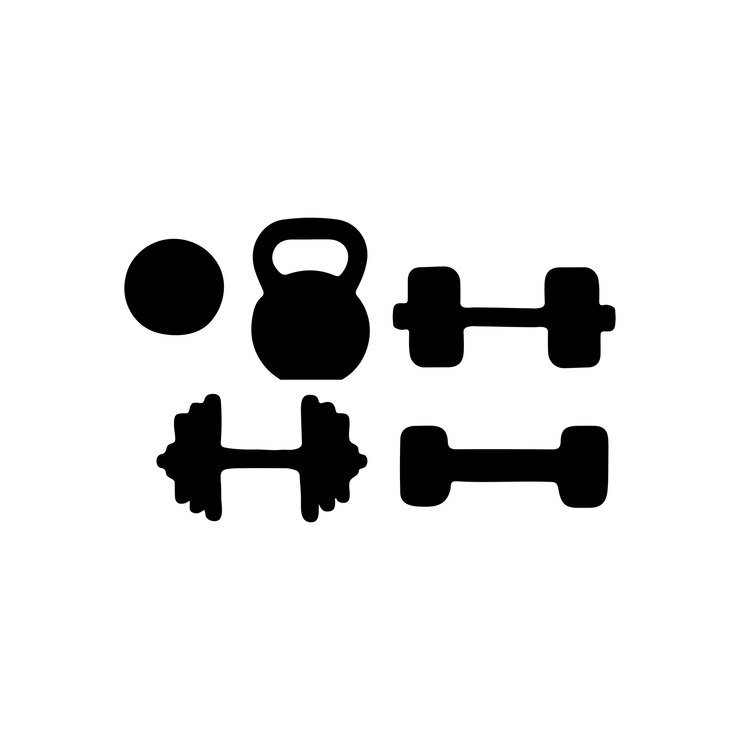 Vector gym equipment silhouette vector set