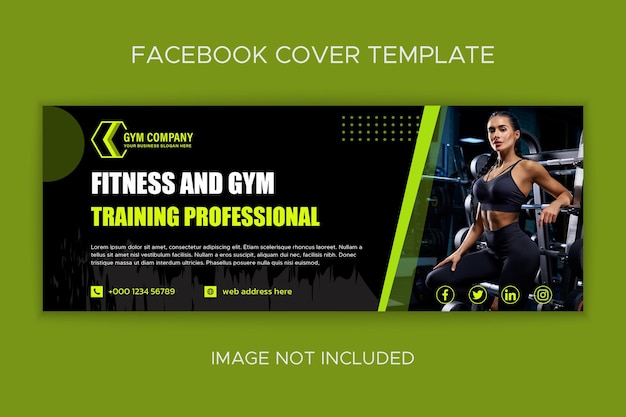 Gym Facebook Cover template with photo