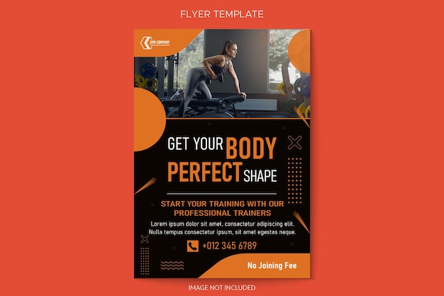 Gym and fitness advertising flyer vector template