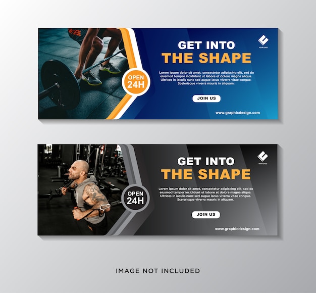 Gym and fitness banner promotion template