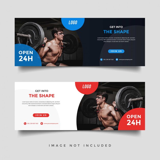 Gym and fitness banner promotion template