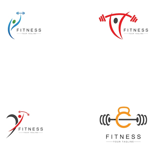 Vettore modello vettoriale icona logo bilanciere fitness palestra