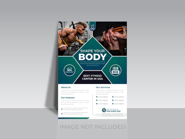 Gym Fitness Body training flyers, spandoek, folder, poster, promotie voor gewichtheffen