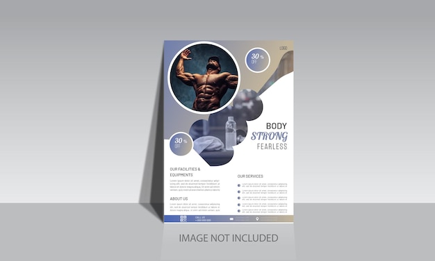 Vector gym fitness body training flyers, spandoek, folder, poster, promotie voor gewichtheffen