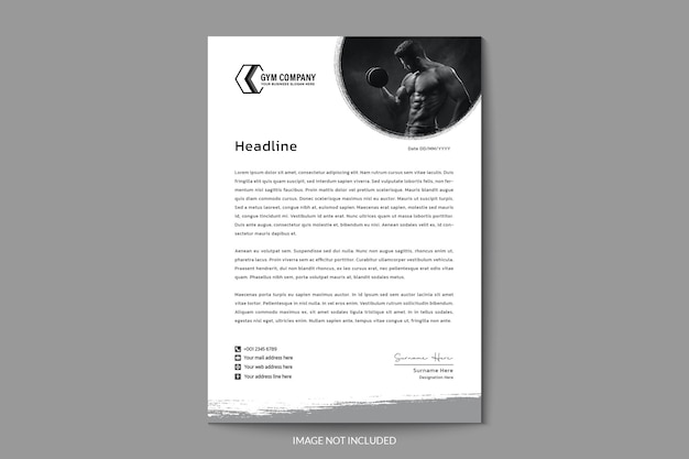 Gym fitness concept office letterhead pad template