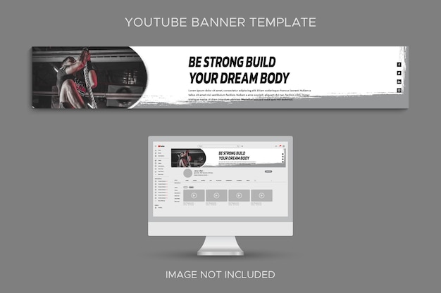 Vector gym fitness concept youtube channel profile banner design