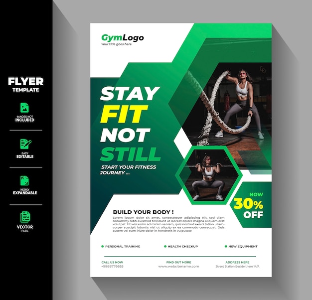 Vector gym fitness flyer brochure leaflet sjabloon