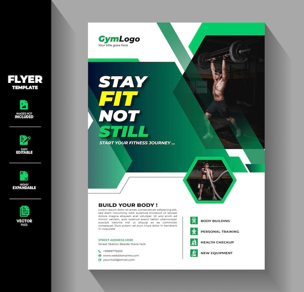 Gym fitness flyer brochure leaflet template