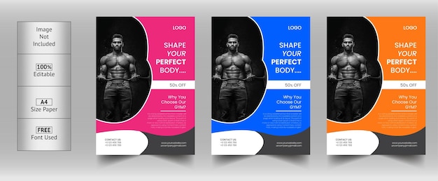 Vector gym fitness flyer design template