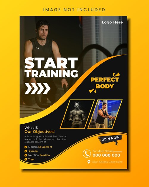 Vector gym fitness flyer design template