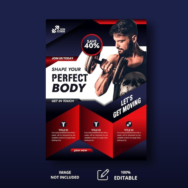 Vector gym and fitness flyer design