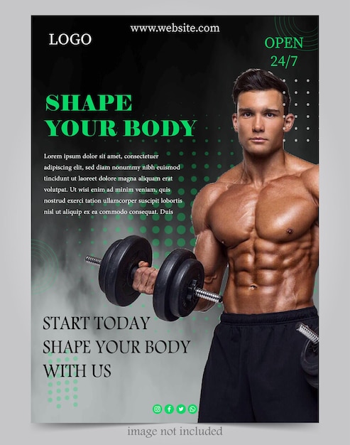 Gym fitness flyer and poster banner template for social media