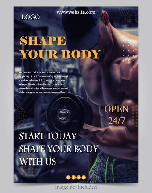 Vector gym fitness flyer and poster banner template for social media