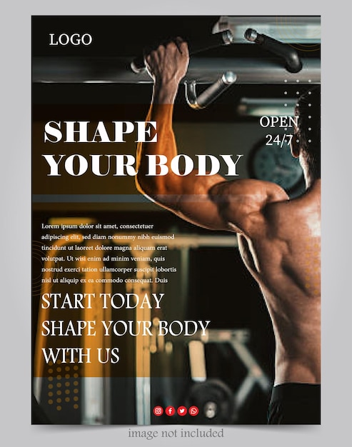 Gym fitness flyer and poster banner template for social media