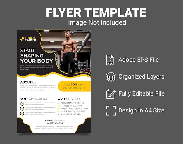 Gym fitness flyer and poster social template