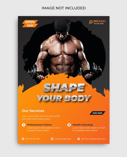 Volantino fitness palestra e modello di poster design