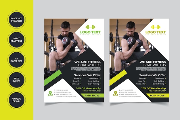 Vector gym fitness flyer-sjabloon