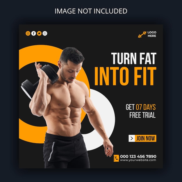 Banner web post sui social media con volantino fitness palestra