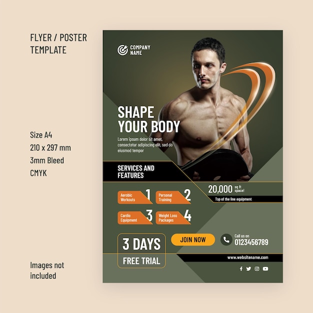 Gym and fitness flyer template design