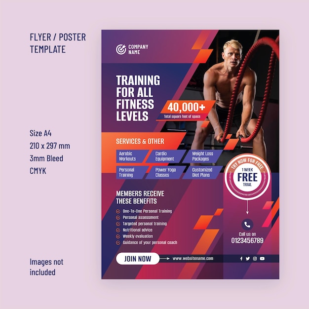 gym and fitness flyer template design