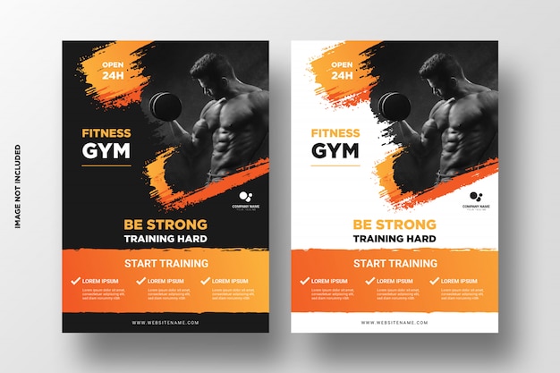 Vector gym / fitness flyer template with grunge shapes