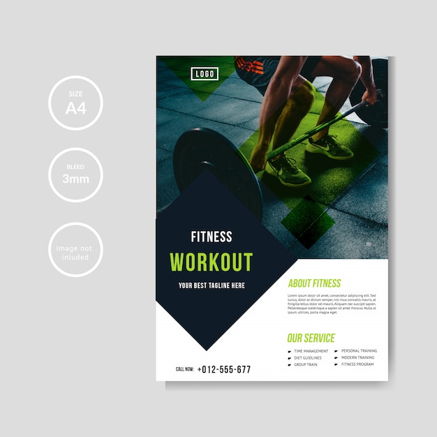 Vector gym and fitness flyer template