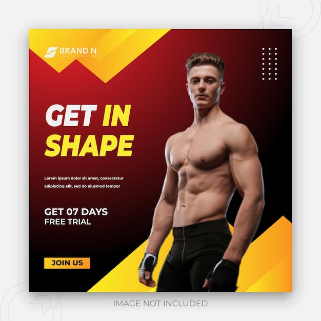 Gym fitness Get in shape social media post banner template design