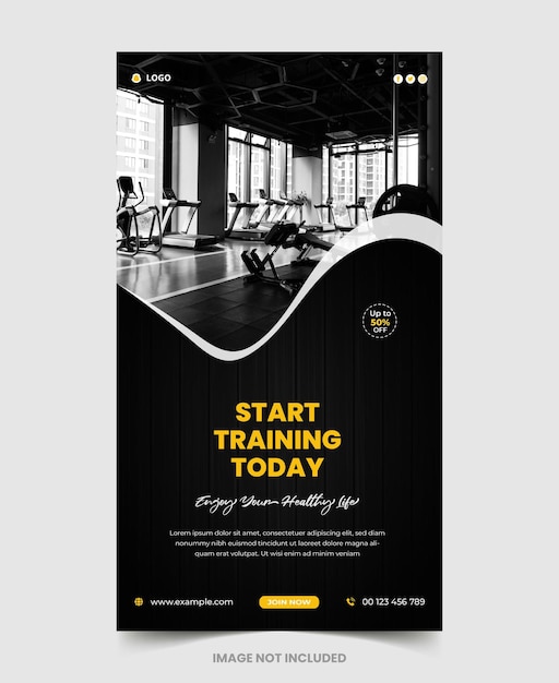 Vector gym and fitness instagram and facebook story template