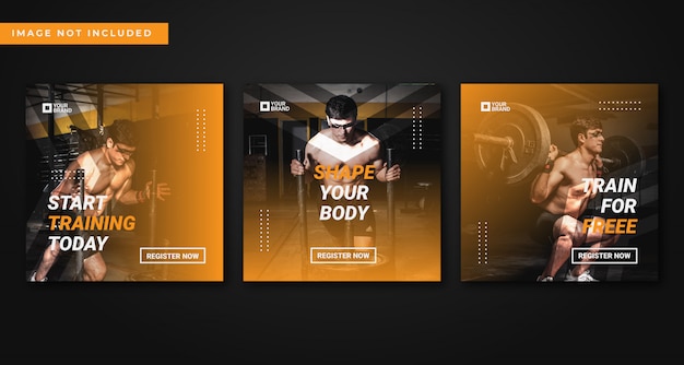 Gym & fitness instagram post template collection