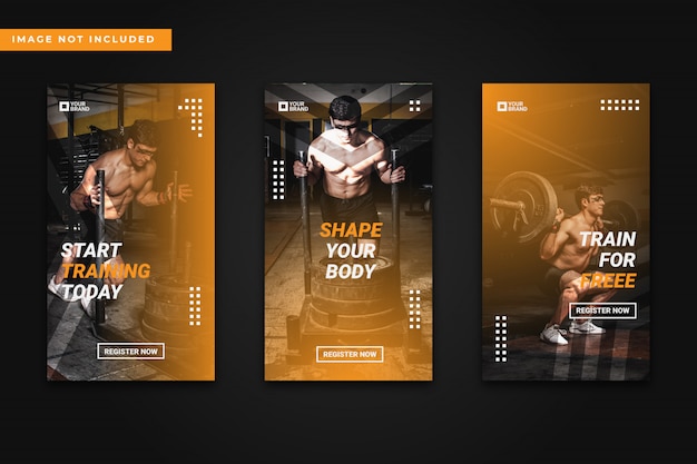 Gym & fitness instagram stories template collection