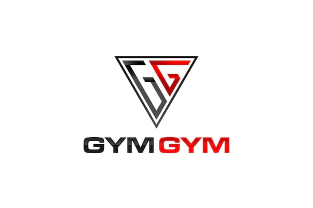 Vector gym fitness logo icon gg initial lettering triangle icon symbol modern bodybuilding physical illustr