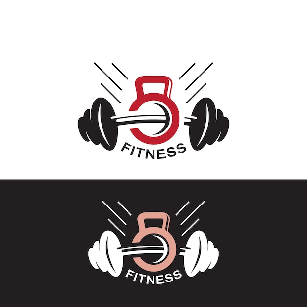 Gym and fitness logo template dumbbell and barbel style