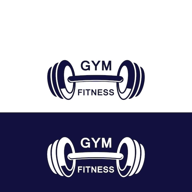 Gym and fitness logo template dumbbell and barbel style