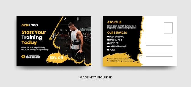 Gym and Fitness Postcard Template