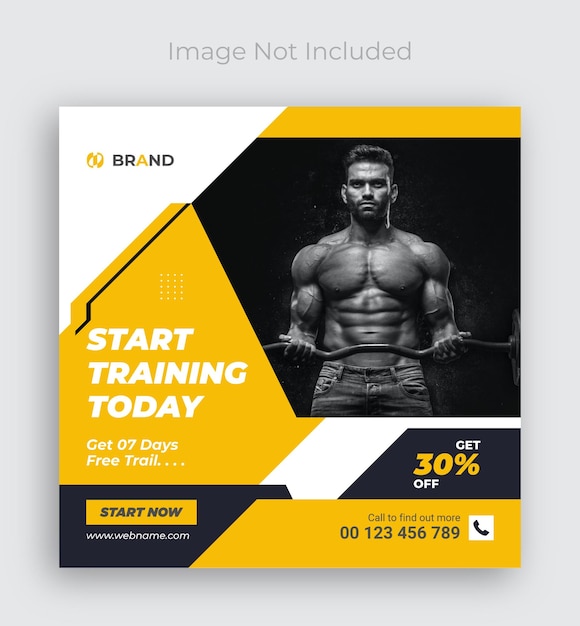 Gym fitness promotional social media or instagram post template