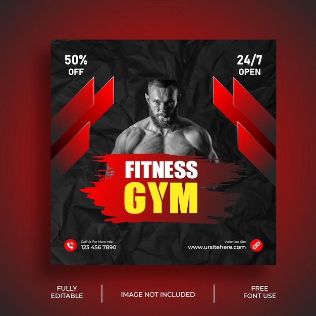 Gym Fitness promotionele sociale media of Instagram-postsjabloon