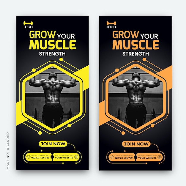 Modello di design per banner o volantini di ginnastica e fitness