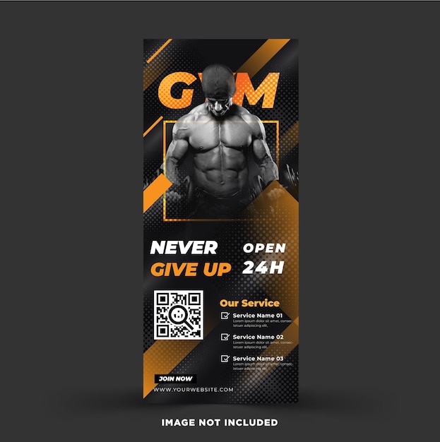 gym fitness roll up banner template vector eps template