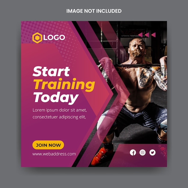 Gym and fitness social media banner instagram post template