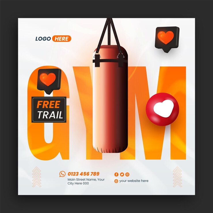 वेक्टर gym and fitness social media banner or instagram post template