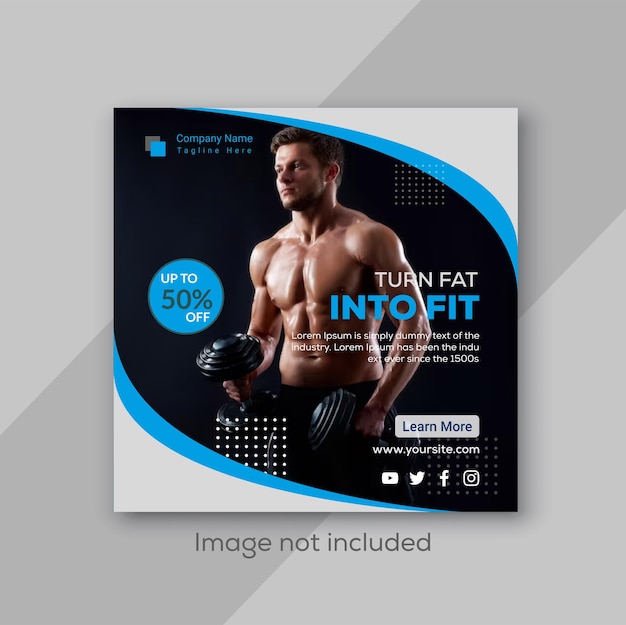 Gym and fitness social media banner template vector illustration