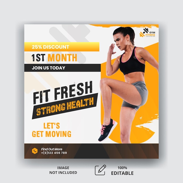 Gym and fitness social media banner template