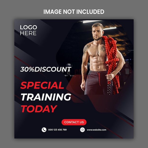 Vector gym and fitness social media banner template