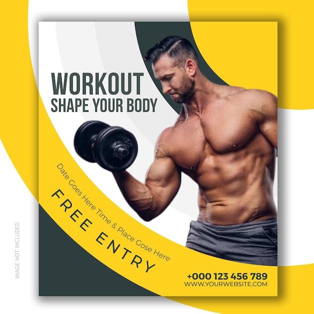 Vector gym and fitness social media banner template