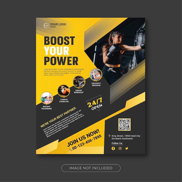 Vector gym and fitness social media banner template