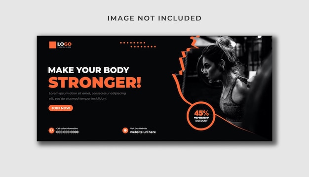 Vector gym fitness social media cover and web banner template